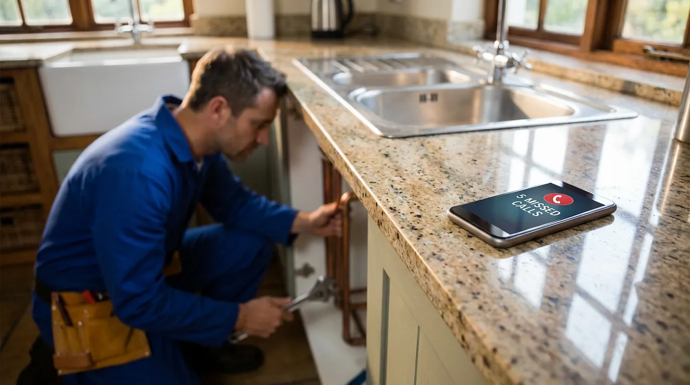 Un artisan plombier découvre 5 appels manqués sur son téléphone après une intervention sous un évier